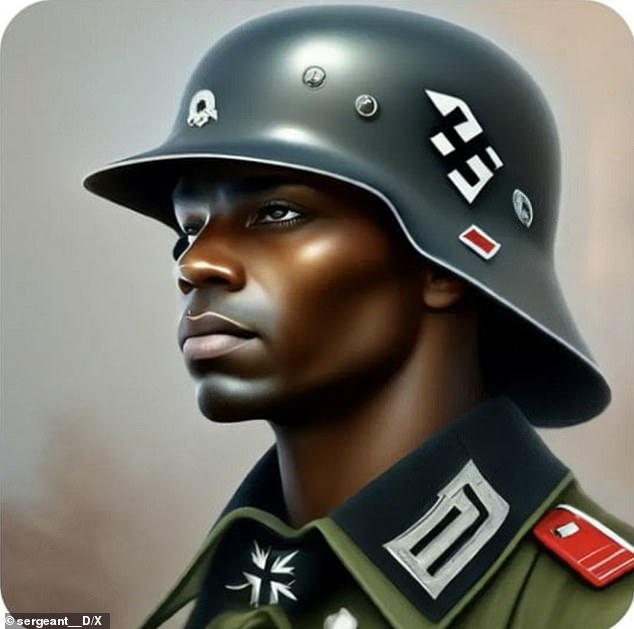 This comes despite backlash against Gemini, Google's AI technology, which appeared to refuse to generate images of Caucasian people, even when ordered to create an image of a Nazi (pictured).
