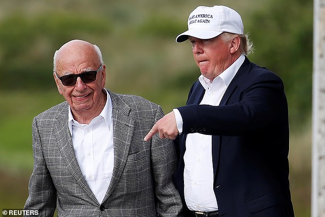 Media mogul Rupert Murdoch with Trump at the Trump International Golf Links in Aberdeen, Scotland, in 2016. Murdoch's contact details were in a file filed in a New York court on Friday.