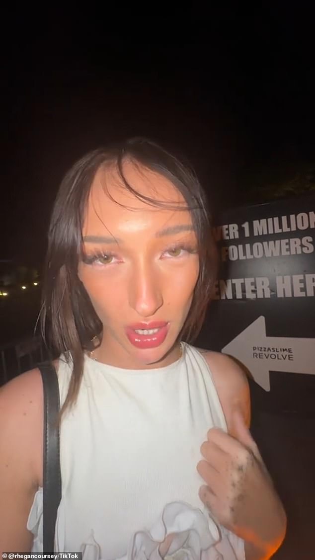 TikToker Rhegan Coursey (@rhegancoursey), who has 1.3 million followers, posted a video from the party's entry point with the board in the background and told her followers: 