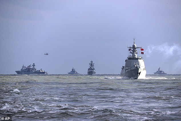 Chinese and Russian warships participate in joint naval exercises in the East China Sea on Tuesday, December 27, 2022