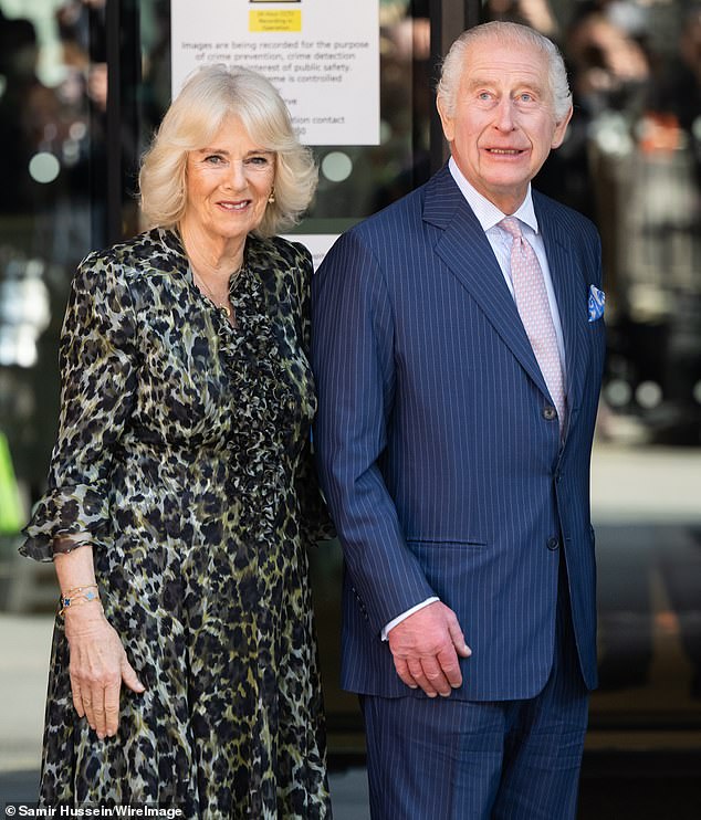 The 75-year-old looked in high spirits as he returned to public life since being diagnosed with cancer.  Camilla stayed close to him to support him during the exit.