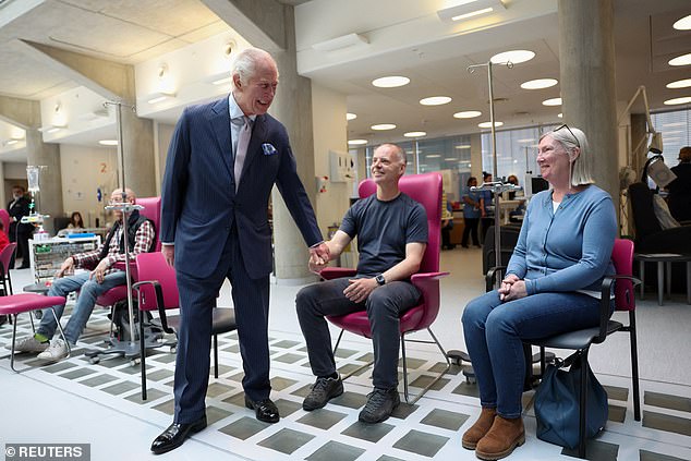 King Charles met patients at University College Hospital Macmillan Cancer Center today