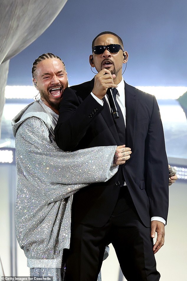 Smith made a cameo appearance at Coachella's opening weekend on stage during Colombian singer J Balvin's performance, where he rapped the lyrics to his hit single Men in Black while wearing the signature black suit of his 1997 character, Agent J. .