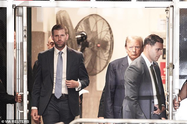 Eric Trump arrived with his father Tuesday morning as the trial entered its third week.