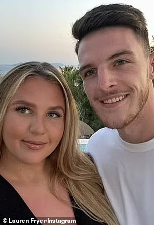 Declan Rice is pictured with his girlfriend Lauren Fryer