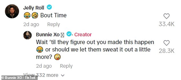 In her TikTok video, Jelly commented: 'It's about time.'