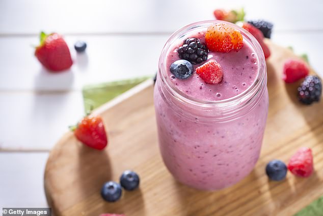 Two cups of frozen berries will already yield about 6 grams of fiber, Rifkin said.  Adding more ingredients, like oats and chia seeds, will increase it even more.