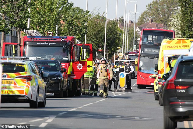 The main emergency service response in Hainault on April 30.  Pictured: New North Road.