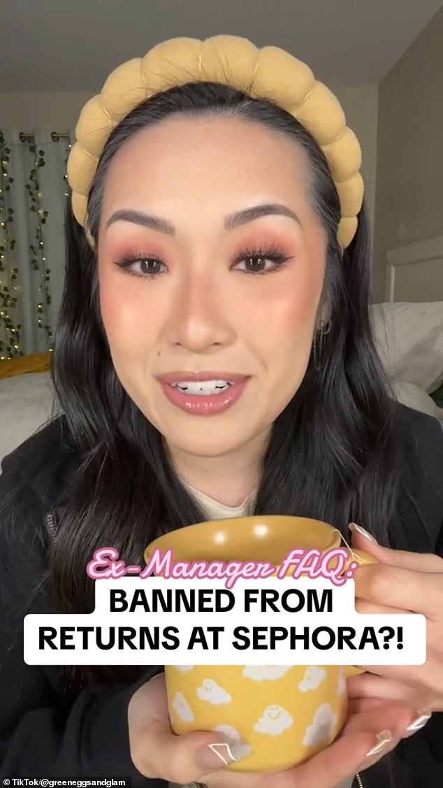 Jennie Pham, who lives in California and previously worked as a manager at Sephora, shared a video on TikTok about the store's policy under her username 'green eggs and glam.'