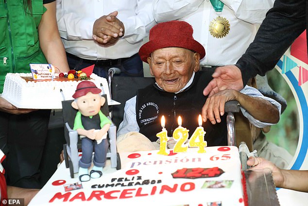 The old man, known to locals as 'Mashico', celebrated his 124th birthday on April 5.