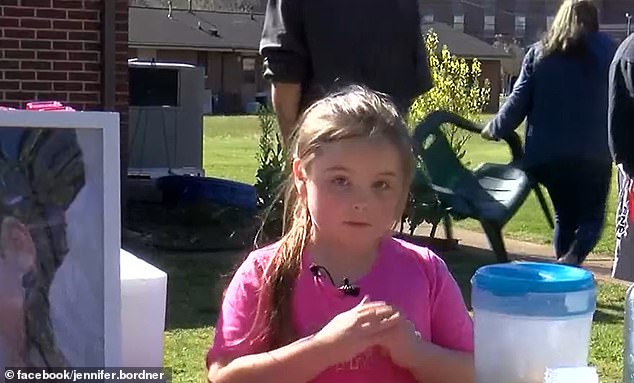 Emouree Johnson, 7, opened her own lemonade stand Friday and raised nearly $10,000 for her late mother's headstone.