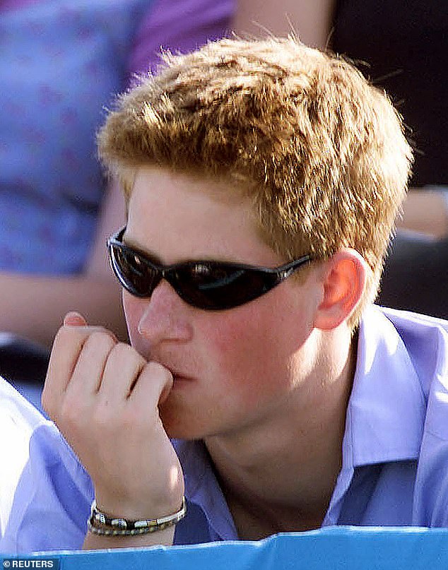 A pensive Prince Harry at Cowdray Park Polo Club in July 2001