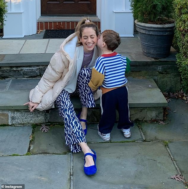 She told host Lucie she thought she pooped her pants while her husband was driving to the hospital (Lucie seen with her own son)