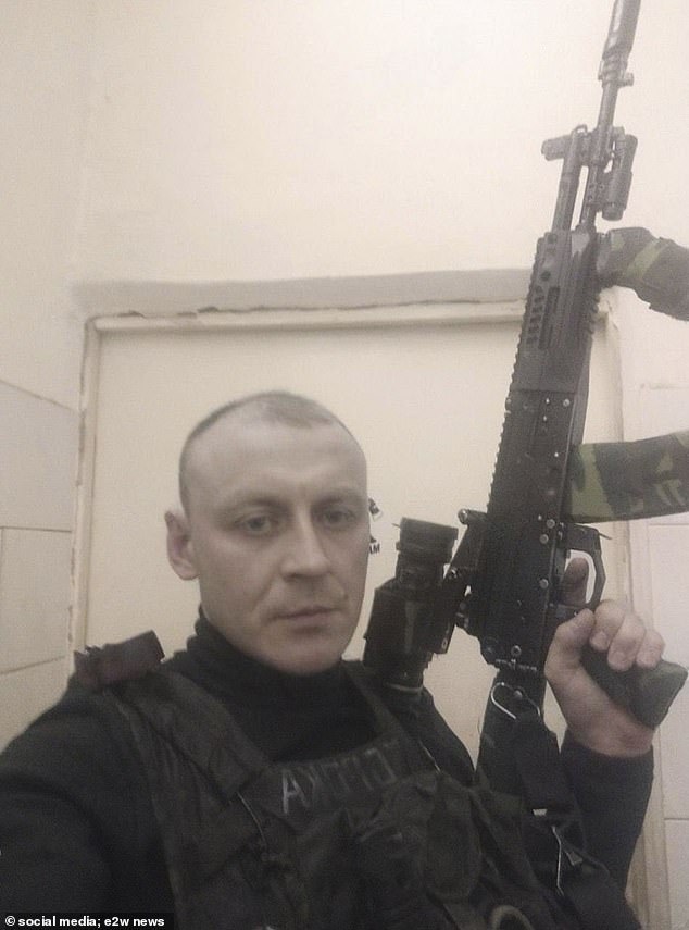 Two of Vladimir Putin's fighters in occupied Ukraine reportedly attacked with army Kalashnikov rifles after being denied alcohol by terrified village residents.  Pictured: Alexander Osipov, 34, who allegedly confessed to killing four people, although the number of victims is believed to have been seven.