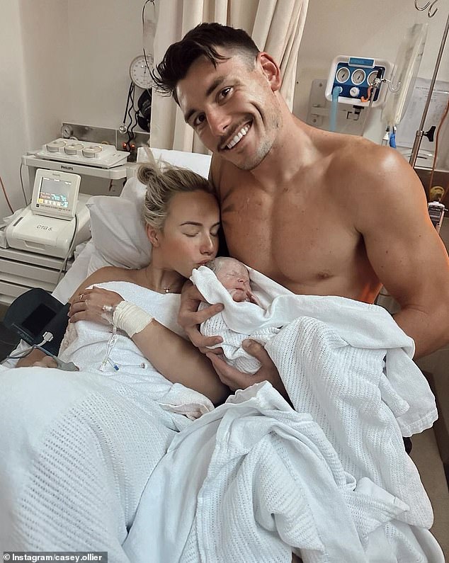 AFL star Josh Battle and his partner Casey Ollier welcomed their first child, a daughter, on Monday.