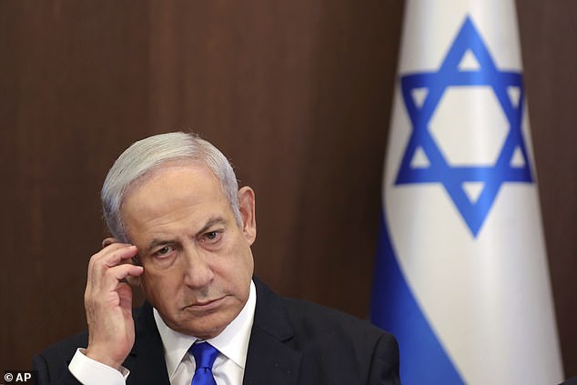 But the killing Monday by an Israeli drone strike of seven aid workers delivering desperately needed food to Palestinians has hardened opinion against Israel.  Israel's friends are desperate.  (Pictured: Prime Minister Netanyahu).