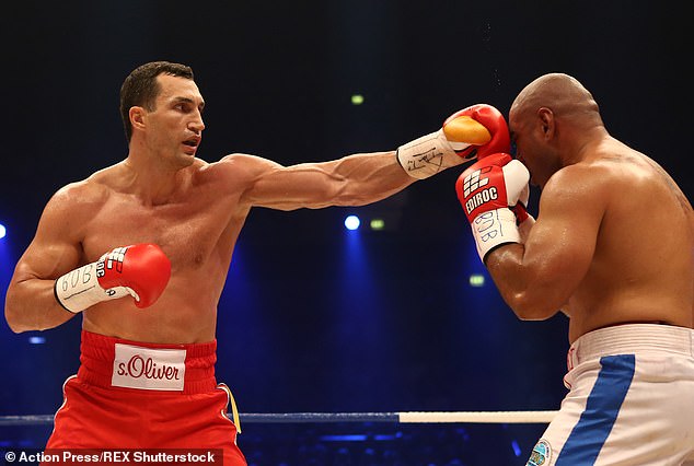 Leapai Jr's famous father fought boxing legend Wladimir Klitschko in 2014 for the world heavyweight title (pictured)