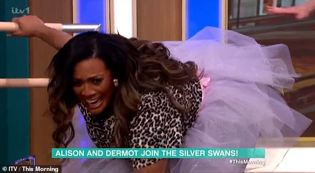 Alison Hammond made a mistake in ballet class by falling during a live dance session on This Morning on Tuesday.