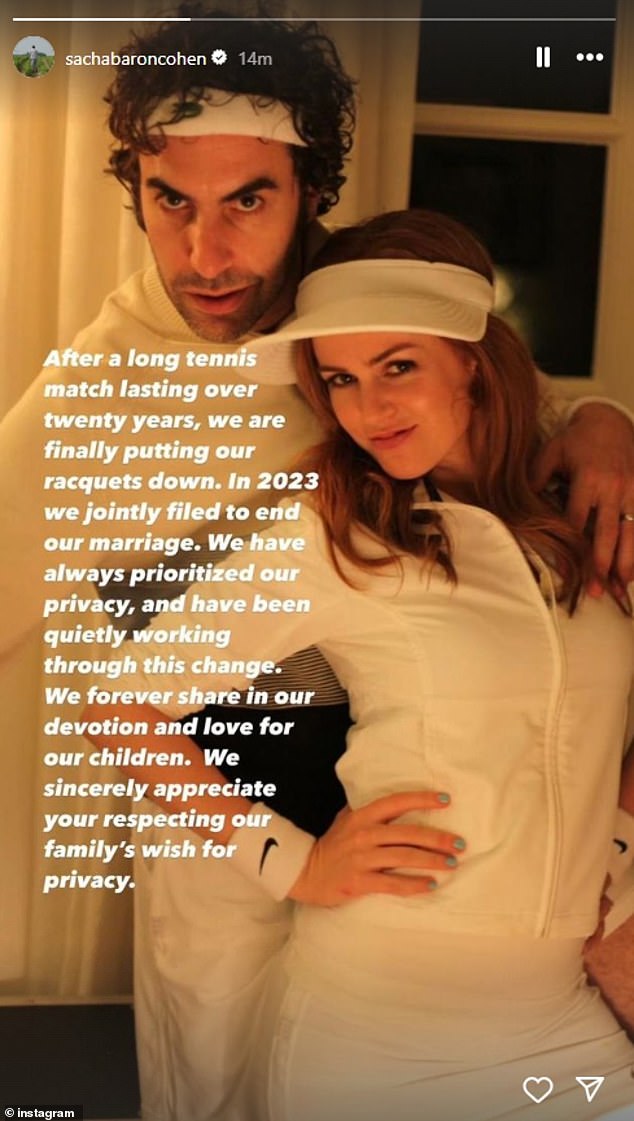 The couple announced they had quietly split last year by sharing a rare photo posing in tennis outfits on Friday.