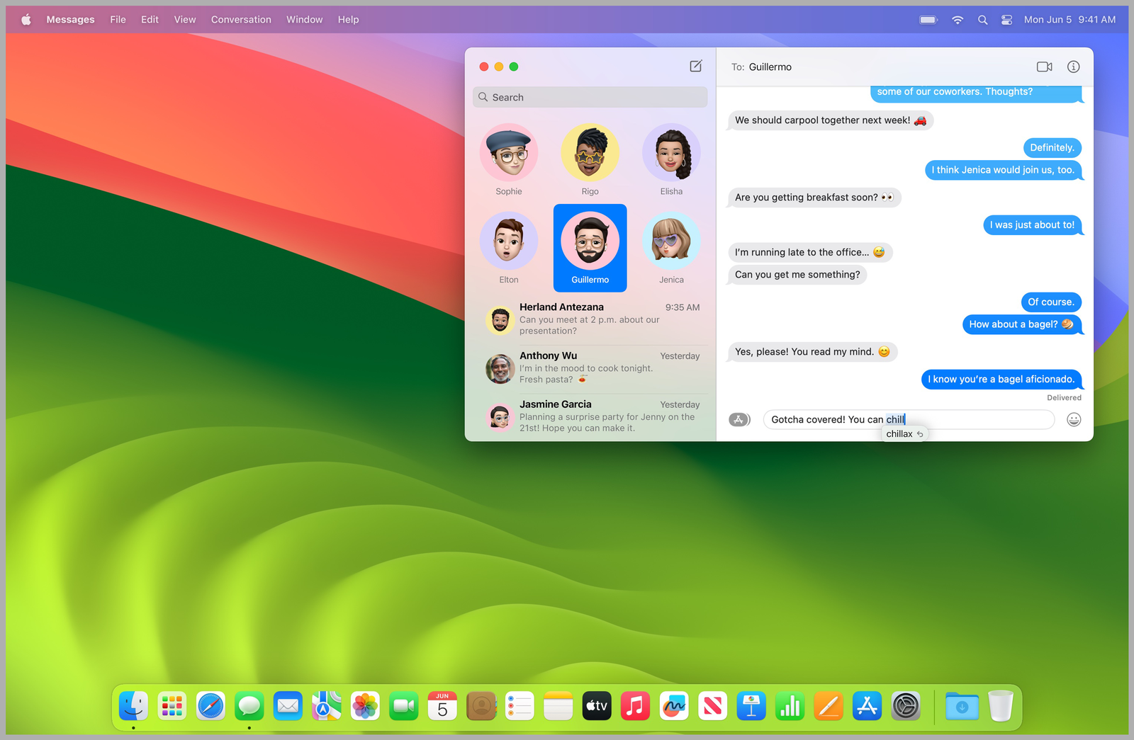 Messages app displayed on MacOS desktop