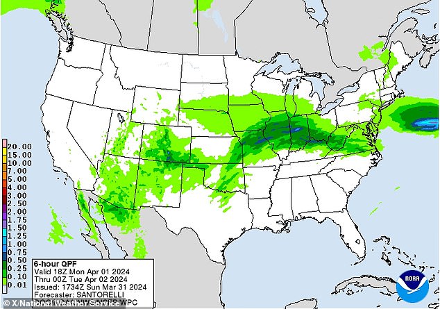 Forecast models for the week of April 1 show a severe weather system moving from the west across the country, bringing with it freezing rain, snow, hail, and very, very strong winds.