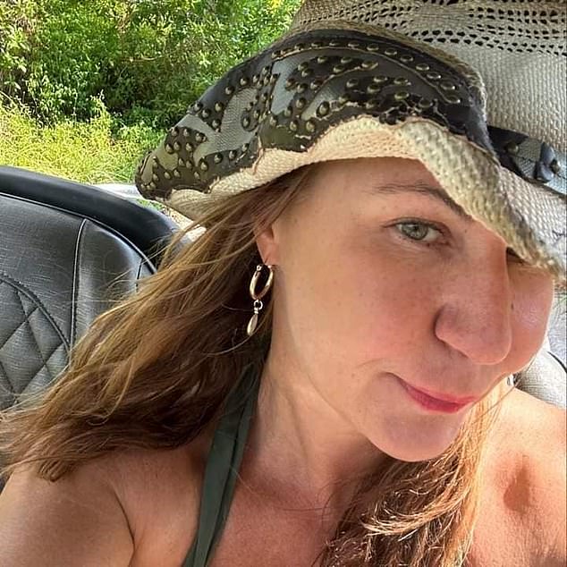 Jennifer Lynn Griffith (pictured), 46, was in the passenger seat of the golf cart driven by her husband Maynor René Ancona, 41, when it crashed into the El Norte bar in the city of San Pedro on Saturday night, Channel 5 Belize reports.