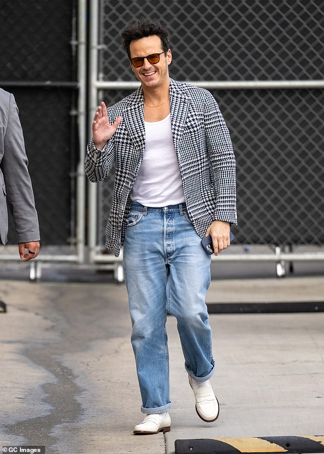 The Hollywood alum continued to show off his impeccable fashion sense as he donned a dogtooth jacket for his appearance on the American talk show.