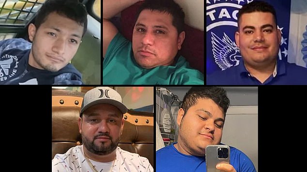 The construction workers killed in the collapse, from top left to bottom right, Alejandro Hernández, Miguel Luna, Maynor Suazo, José López and Dorlian Castillo.