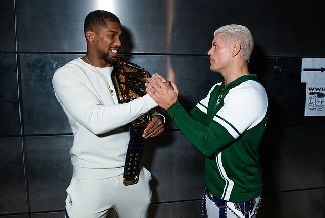 Anthony Joshua, Wayne Rooney and British rapper ArrDee were spotted at the O2 on Friday night watching WWE Live.
