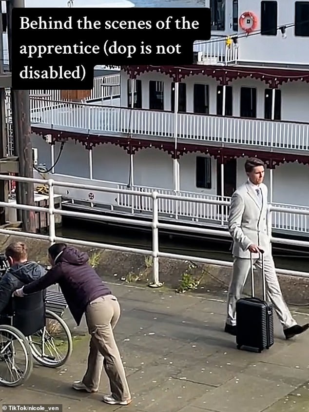 A video posted on TikTok shows a candidate walking while dragging a suitcase along the River Thames next to London's Tower Bridge