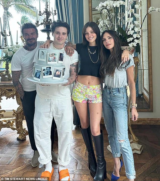 Brooklyn Beckham and his wife, actress Nicola Peltz, celebrated their wedding anniversary with their parents David and Victoria last year.