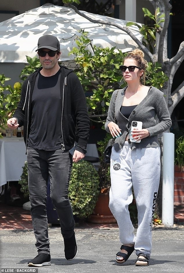 Ashley Benson, 34, and her fiancé Brandon Davis, 43, got a brief respite from their parenting duties and headed out to lunch together in West Hollywood on Friday afternoon.