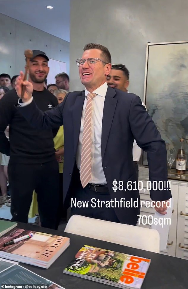 A video of the record-breaking auction (pictured) was shared on Instagram and received a flood of negative comments, with many claiming the buyer was a foreign investor and the reason Australia's housing crisis has worsened.