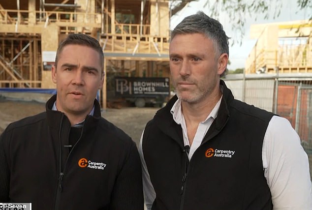 Carpentry Australia chief executive Jake McArthur (right) and the industry body's development director Nathan Quinn (left) defended the high wages tradesmen earn in an interview on Sunrise (pictured).