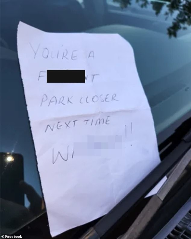 The man had returned to his Mitsubishi Pajero in a parking lot and found a handwritten note under the windshield.