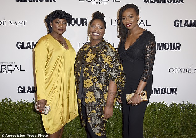BLM founders (from left) Alicia Garza, Patrisse Cullors and Opal Tometi appear on the red carpet at the Glamor Women of the Year Awards in Hollywood in 2016.