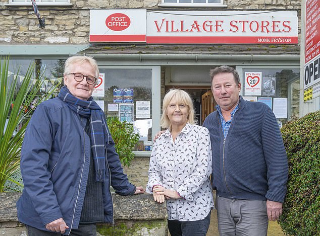 Trauma story: Jeff Prestridge with Karen and Adrian Bullock outside their shop in North Yorkshire