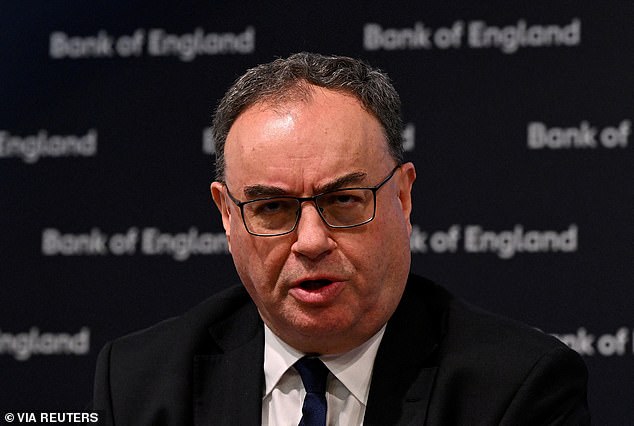 Andrew Bailey (pictured) told fellow bankers in Washington that the indicator is likely to see a sharp drop when April figures are published.