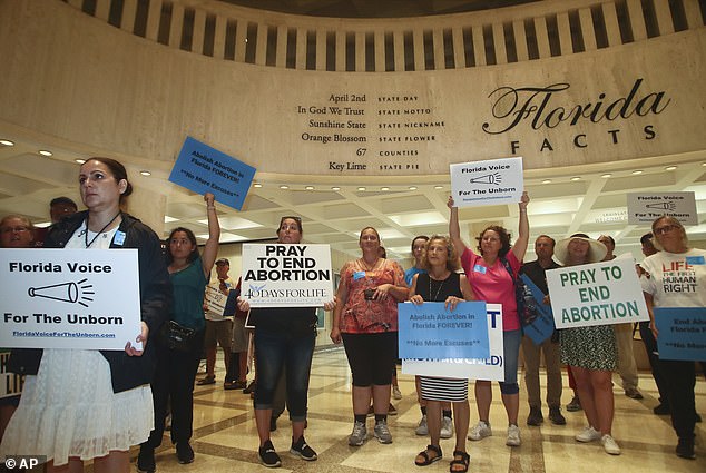 Anti-abortion protesters in Tallahassee, Florida, in May 2022