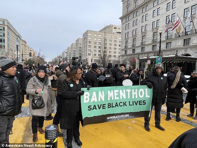 Protesters marched on Black Lives Matter Plaza in January advocating for a ban on menthol.