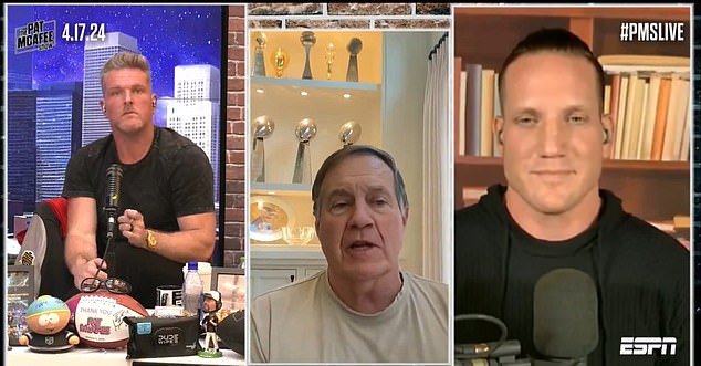 Pat McAfee has announced that Bill Belichick will join him on ESPN's coverage of the NFL Draft.