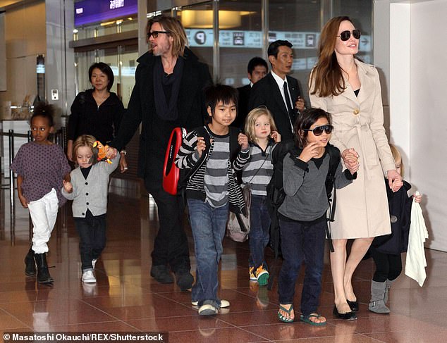 Brad and Angelina photographed in 2011 with their children Maddox, Pax, Zahara, Shiloh and twins Knox and Vivienne.