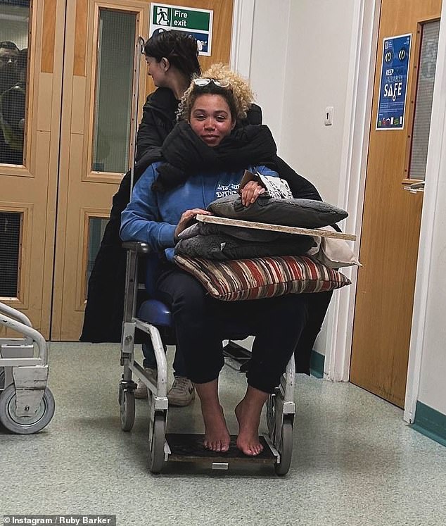 Ruby, 27, shared an image of herself being wheeled around hospital while being treated - she had been focusing on her fitness after struggling with her mental health and revealed to her fans that she had been diagnosed with the disorder. bipolar just one day before his fall.