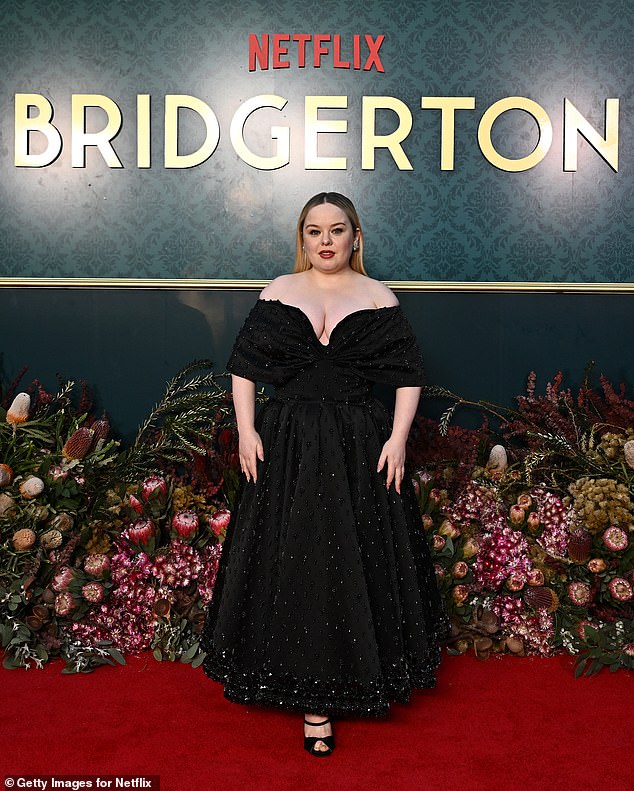 Nicola Coughlan, 37, made sure all eyes were on her as she walked the red carpet at the Australian launch of Bridgerton season three in Bowral, New South Wales, on Sunday.  In the photo