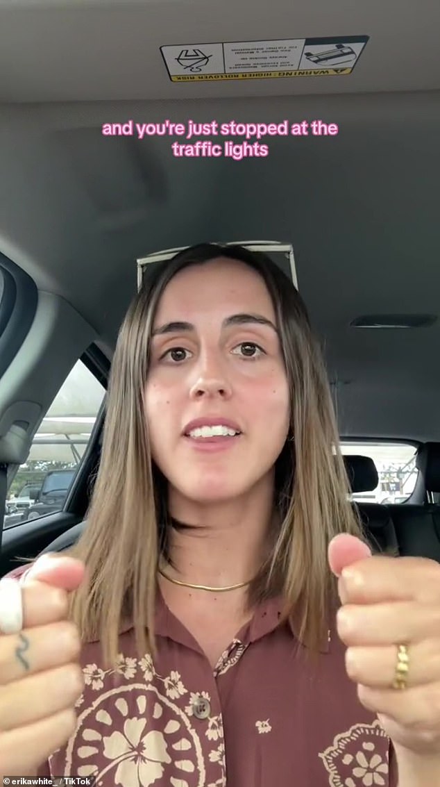 British expat Erika White (pictured) said she struggles to understand why drivers in Australia honk at the motorist in front of traffic at traffic lights if they don't move immediately once it turns green.