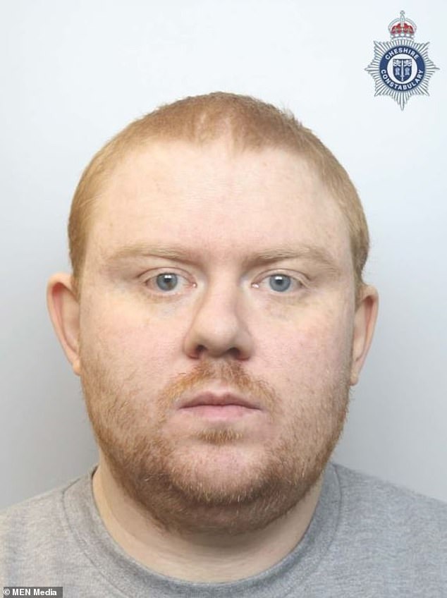 Nicholas Hatton, 34 (pictured) of Crewe, England, was sentenced Tuesday to 18 years for his role in grooming an Arkansas teenager and forcing him to rape a two-year-old girl on camera.