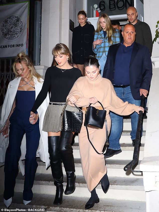 Swift even seemed to have let Mahomes into her select group of friends when, in November, they were photographed on a night out with Selena Gomez and Sophie Turner.