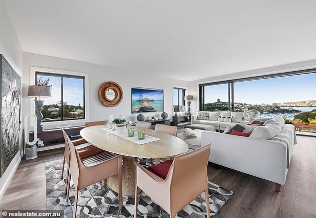 The interior of the unit Mr Lehrmann is staying in, which offers views north of Sydney.