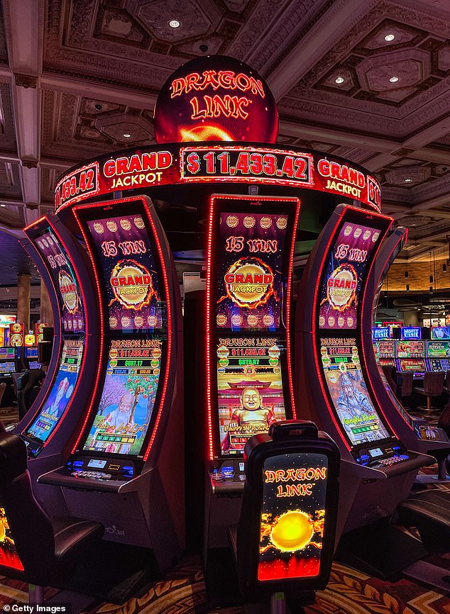 The lucky player first won $125,000 on Dragon Link slot machines around 9:27 pm Tuesday night at the Las Vegas casino, before winning another $383,500 around 10:58 pm, Fox 5 Vegas reports ( archive image of Dragon Link slots)