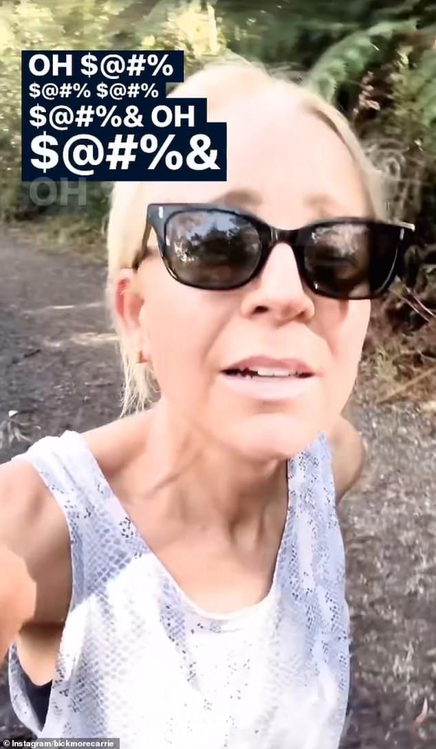 Carrie Bickmore (pictured) uttered some unkind words while preparing for her upcoming half marathon.